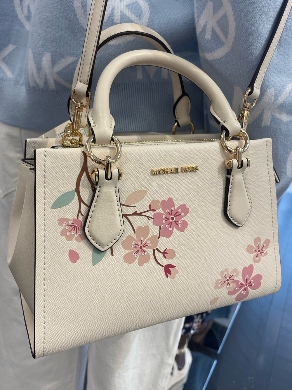 MICHAEL KORS Marilyn Small Embellished Satchel Crossbody Messenger
Lt Cream
NWT